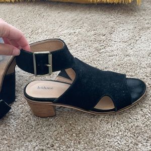 böhme black suede block heel